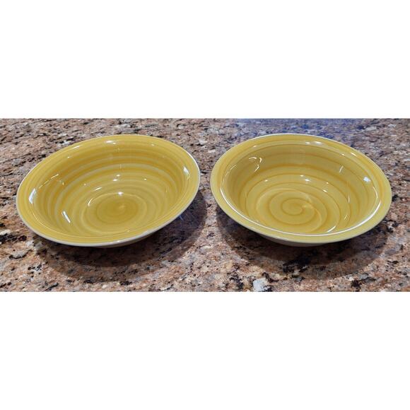 Phillip & Richard Swirl Yellow Bowls 7" Hand Painted (Set Of 2) - Picture 9 of 15